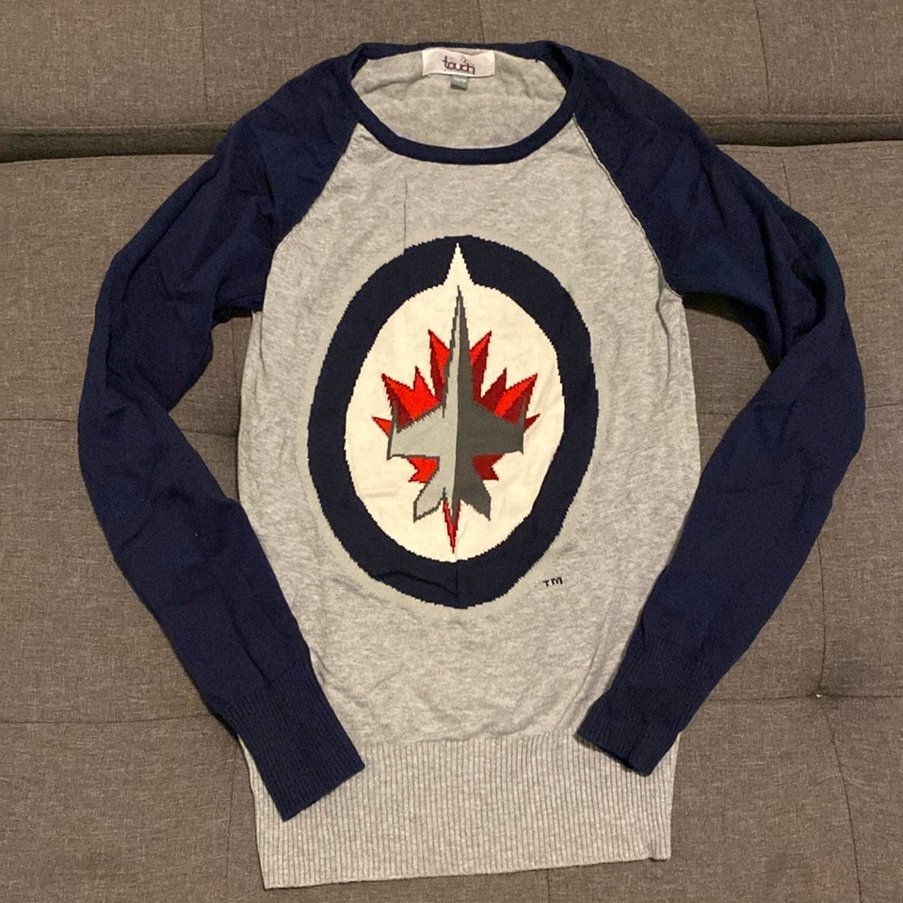 Winnipeg Jets Knit Sweater Long Sleeve Alyssa Milano Women’s Size Xtra Small NHL
